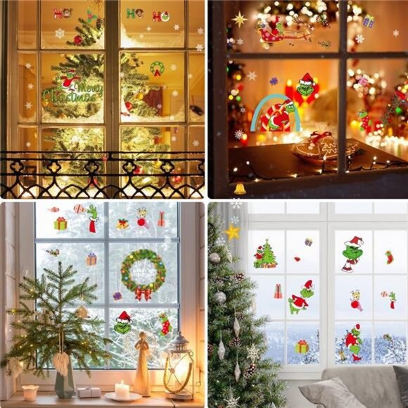 Christmas Window Stickers, 8 Sheets 116pcs Merry Christmas Window Clings Sticker - Picture 6 of 8